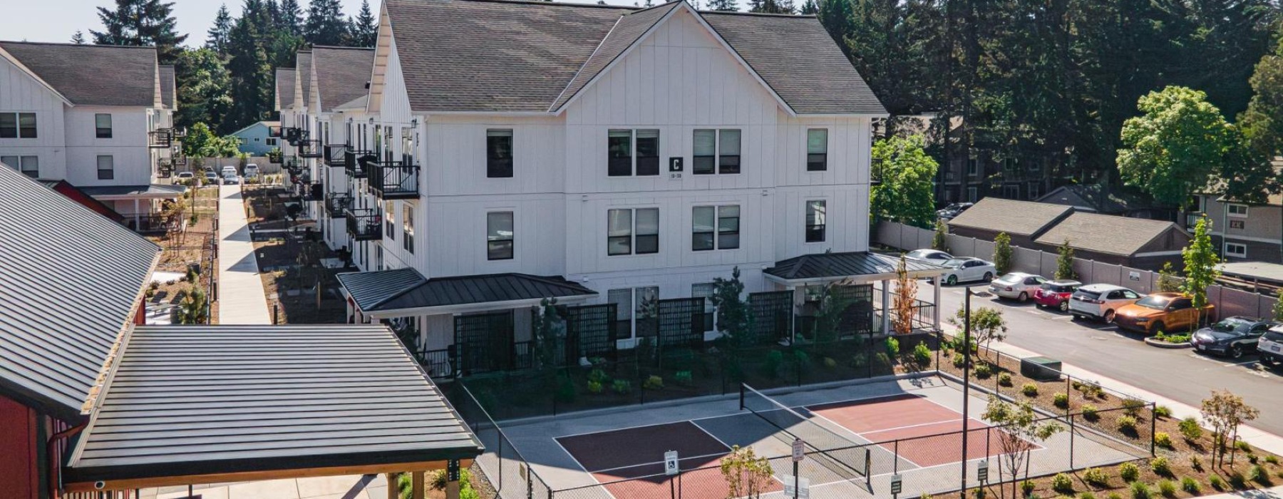 a building with pickleball courts