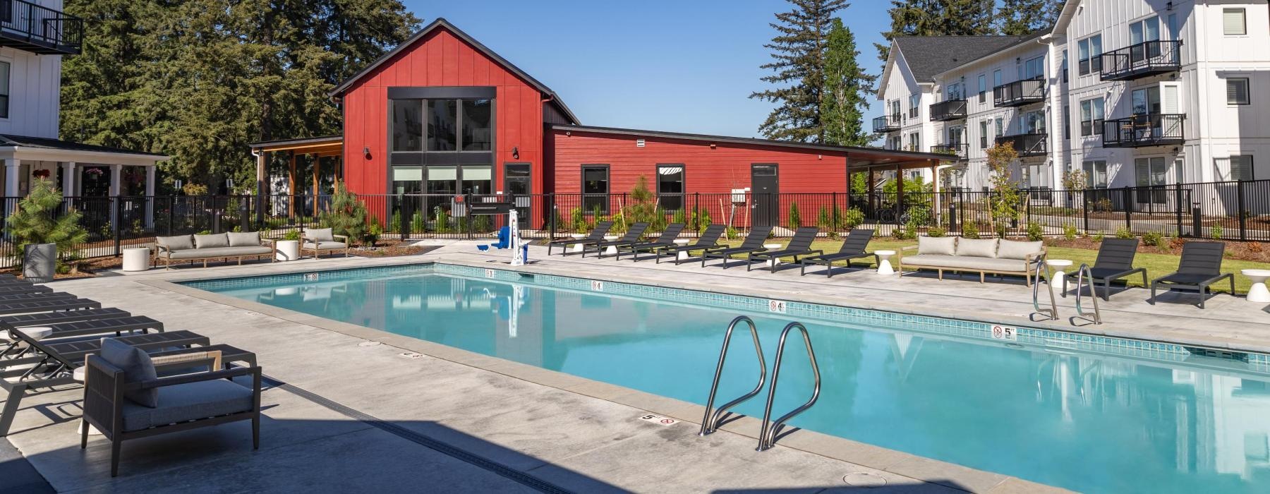 a swimming pool in a backyard