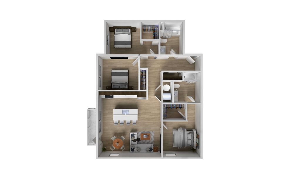 Larson - 3 bedroom floorplan layout with 2 bathrooms and 1236 square feet