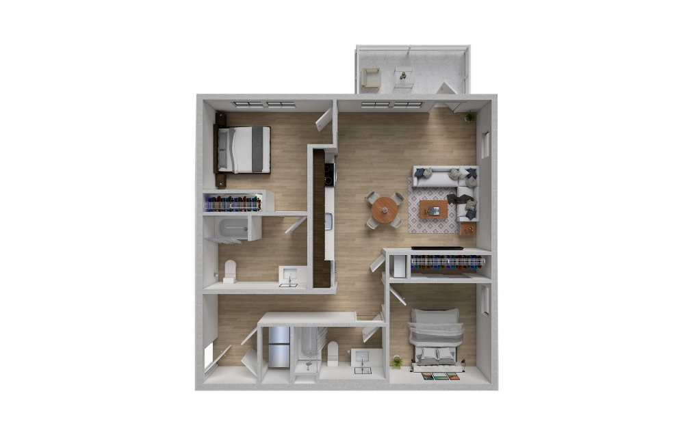 Pomeroy - 2 bedroom floorplan layout with 2 bathrooms and 994 square feet